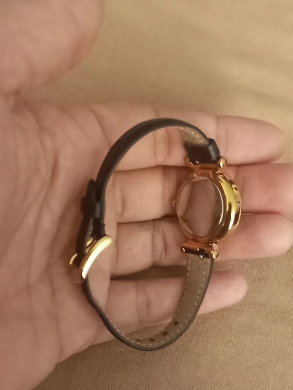 Fossil Rose Gold-Tone Case Black Leather Strap Watch with Dark Teal Dial